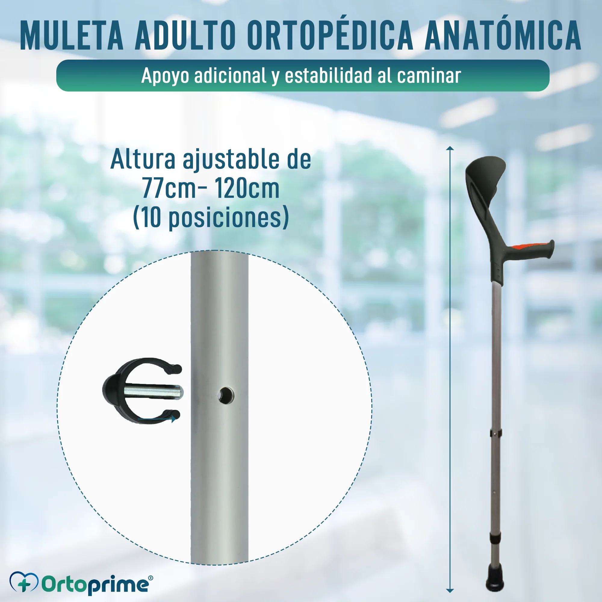 Muleta Adulto Ortopédica Anatómica Roja | 1 Unidad - Image 7