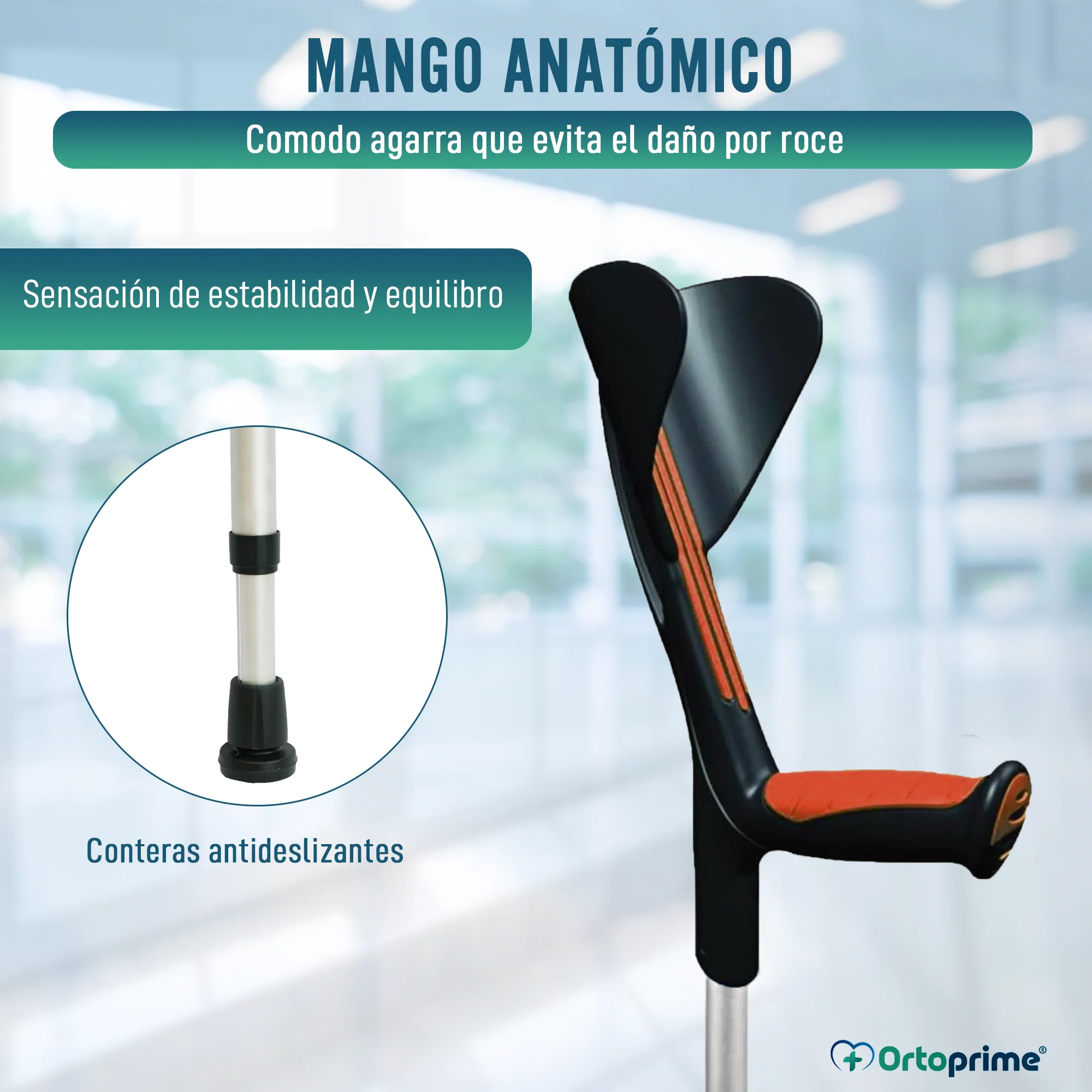 Muleta Adulto Ortopédica Anatómica Roja | 1 Unidad - Image 3