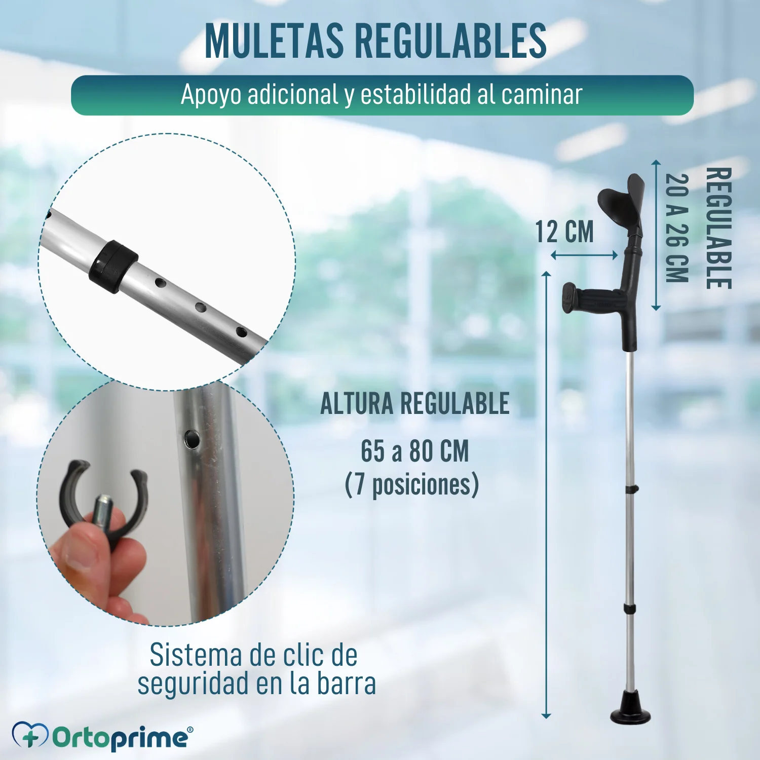 Pack Completo Muletas Ortopédicas + Almohadillas + Conteras Anchas - Image 2