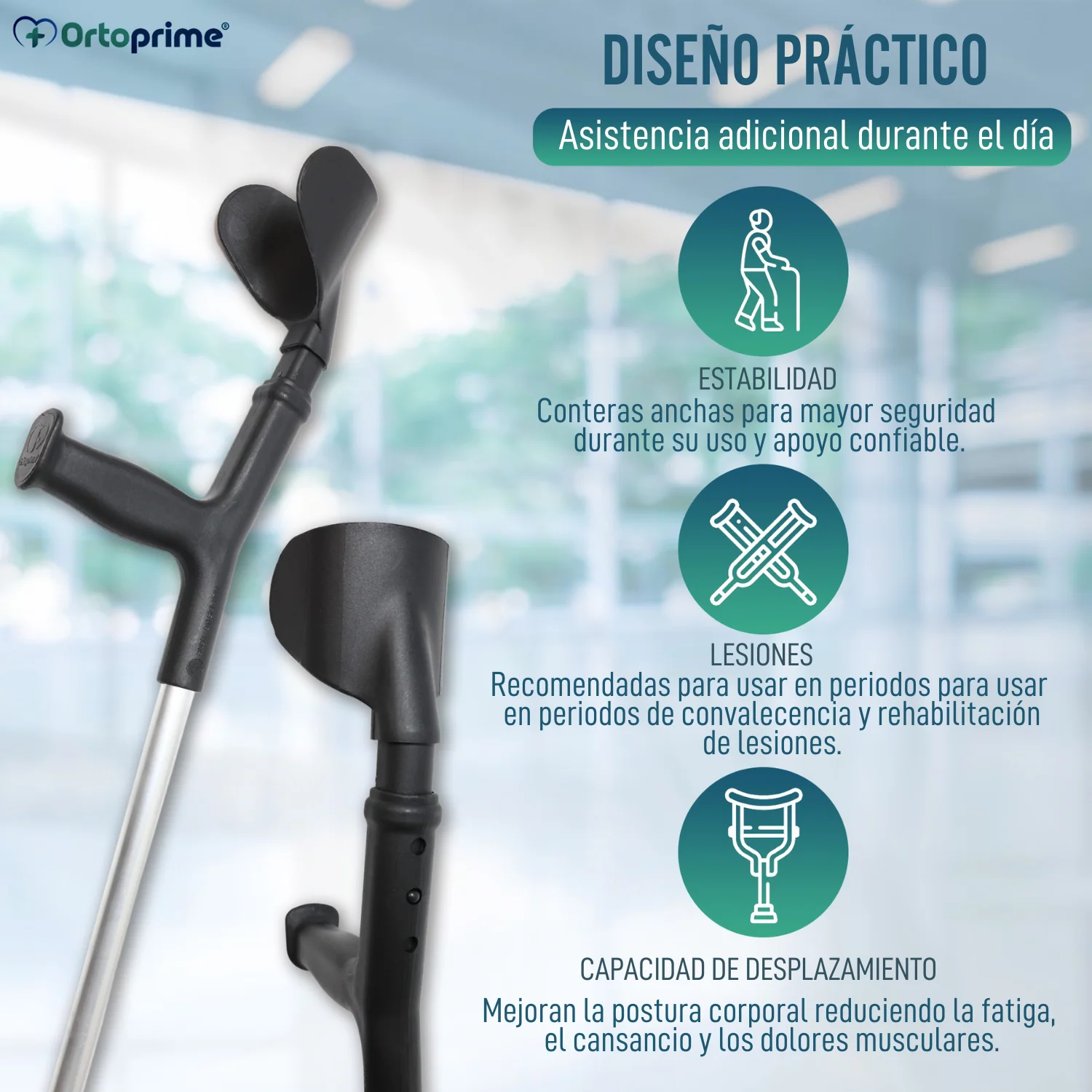Pack Completo Muletas Ortopédicas + Almohadillas + Conteras Anchas - Image 3