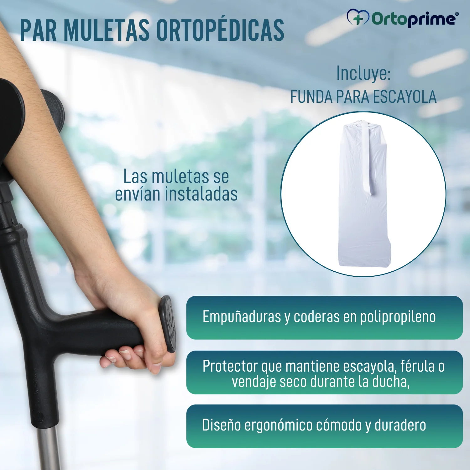 Muletas Adulto Regulables con Cubre Escayola - Image 2