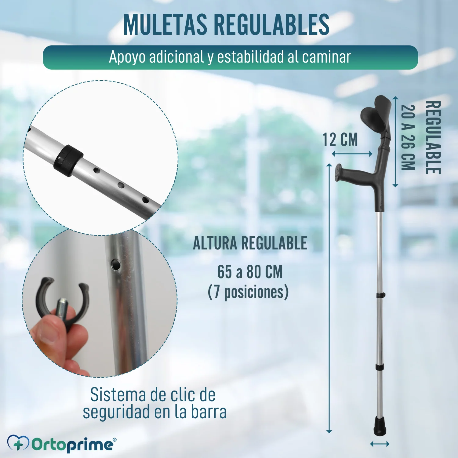 Pack 2 Muletas Regulables Ortopédicas | Dúo Bastón inglés - Image 7