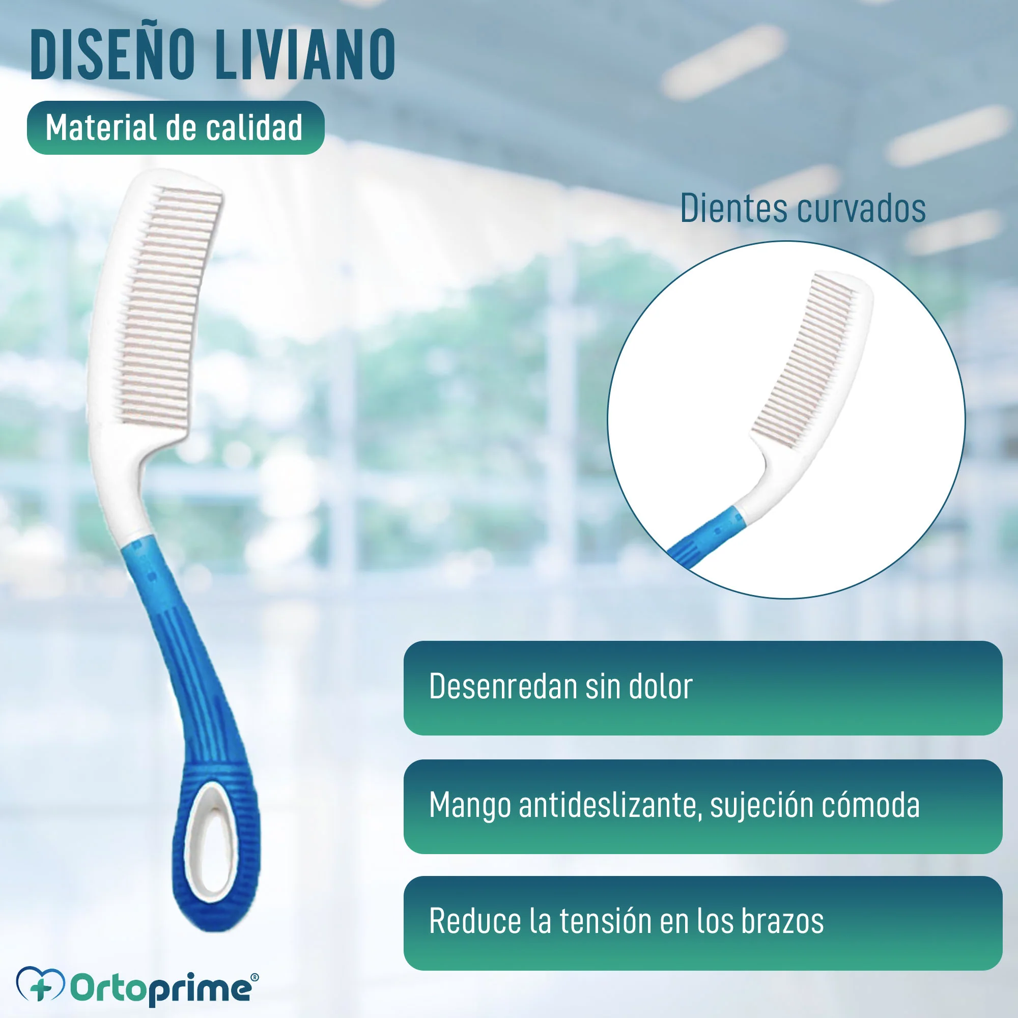 Peine Desenredante con Dientes Curvados y Mango Largo - Image 4