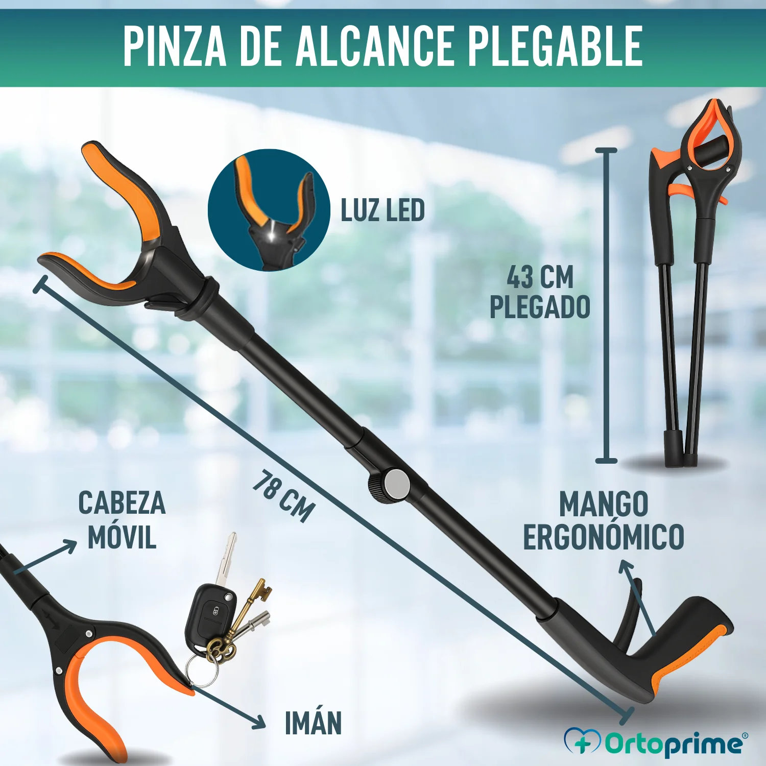 Pinza Recoge Objetos con Imán y Luz LED | Alcanzador Plegable - Image 2