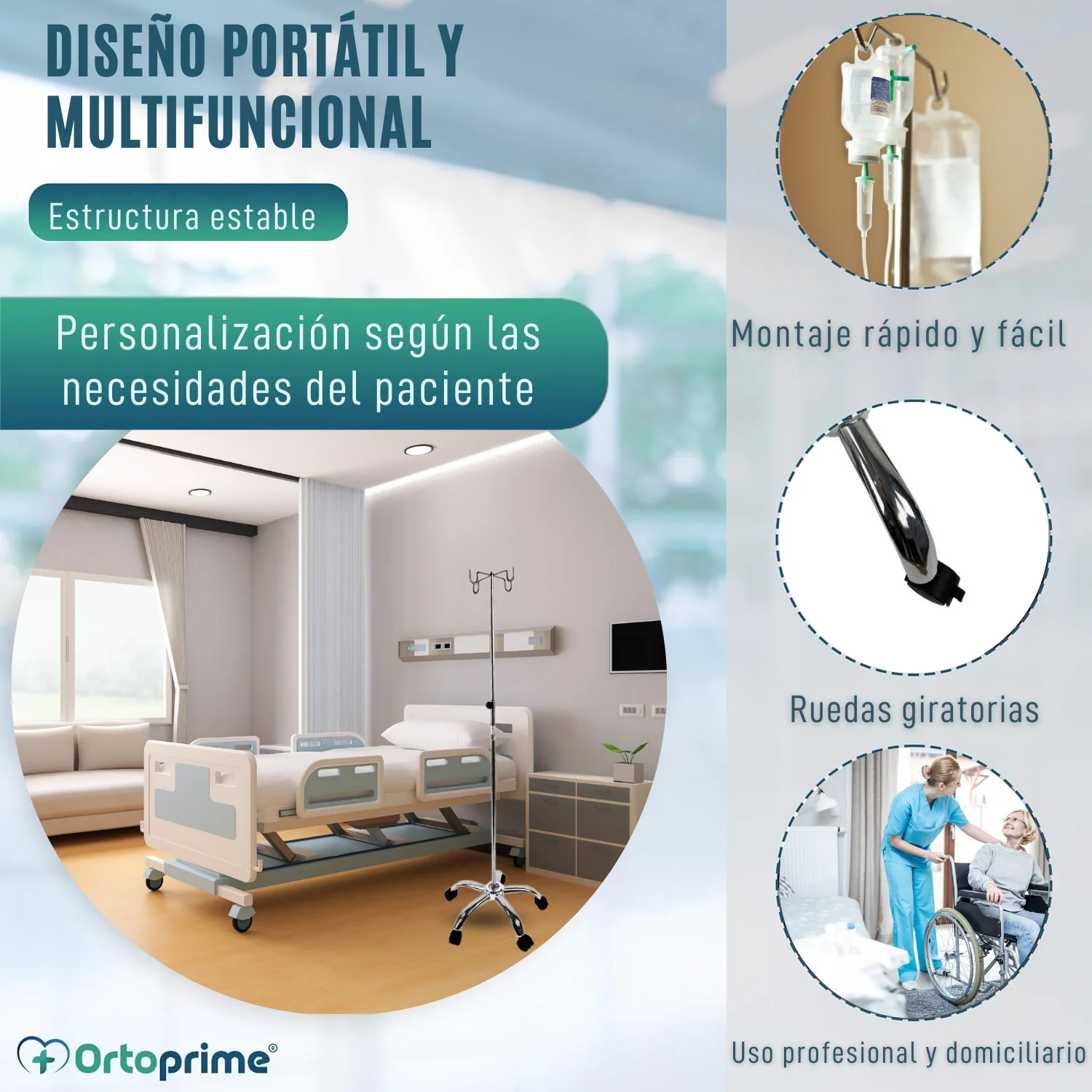 Porta Suero Hospitalario Portátil Profesional y Domiciliario - Image 4