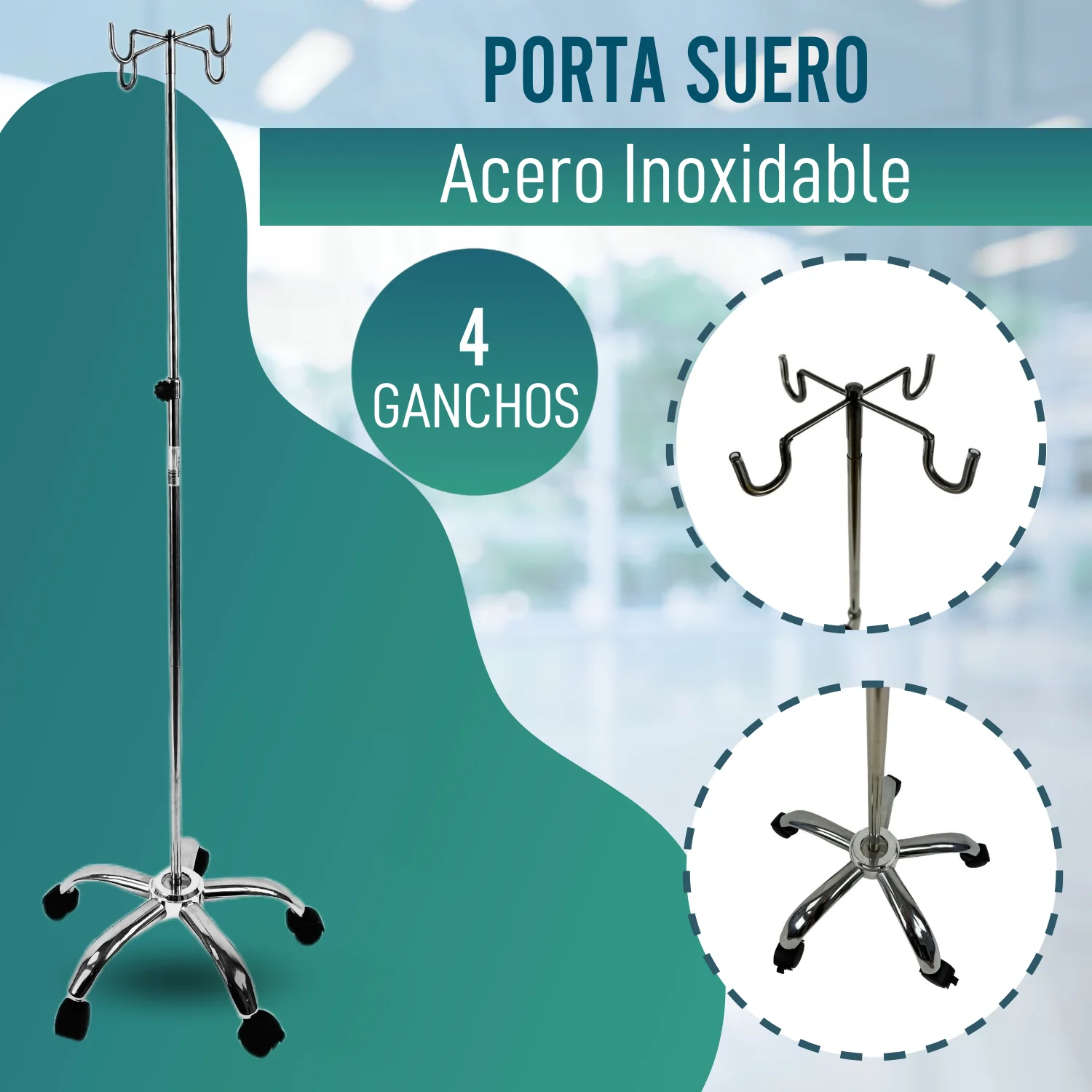 Porta Suero Hospitalario Portátil Profesional y Domiciliario - Image 6