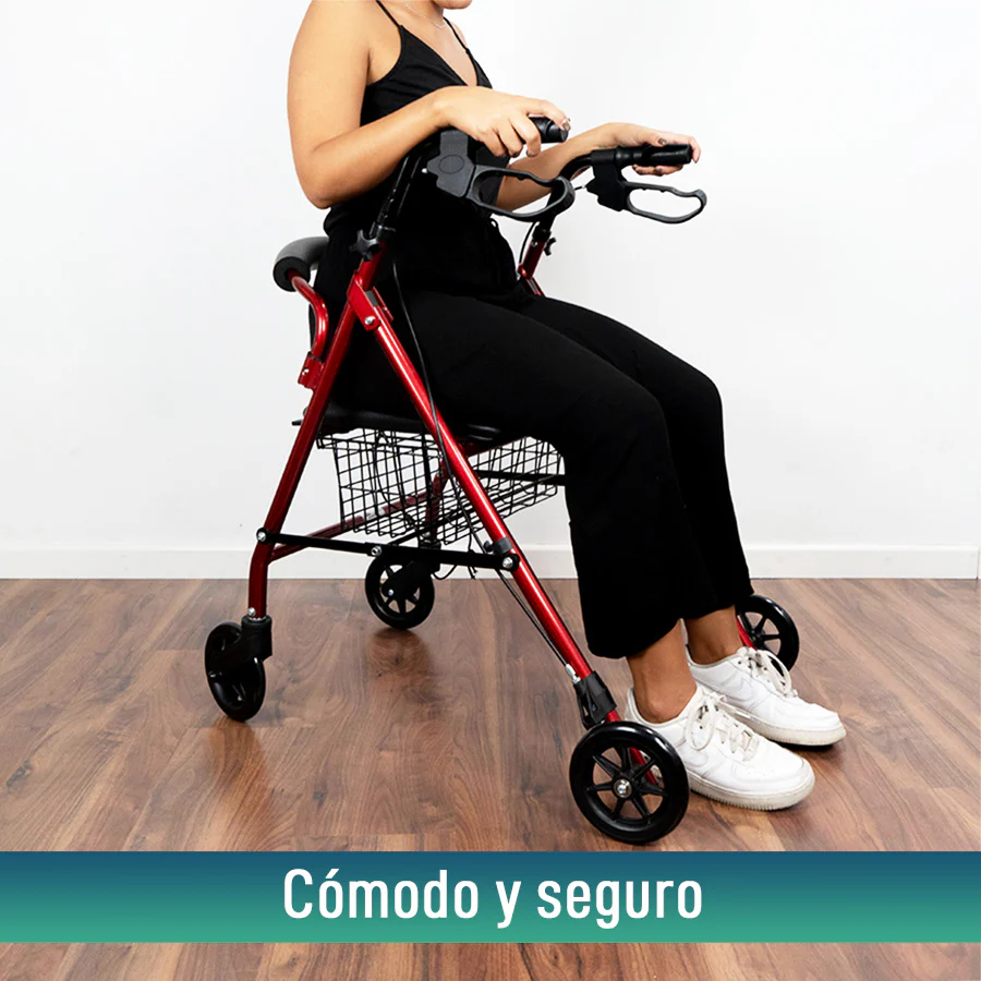 Andador Rollator de Aluminio con Frenos Maneta y Asiento Acolchado - Image 7