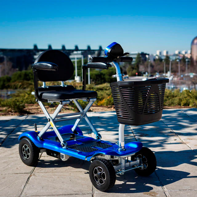 Scooter Eléctrico Plegable Cuatro Ruedas con Cesta Portaobjetos - Image 2
