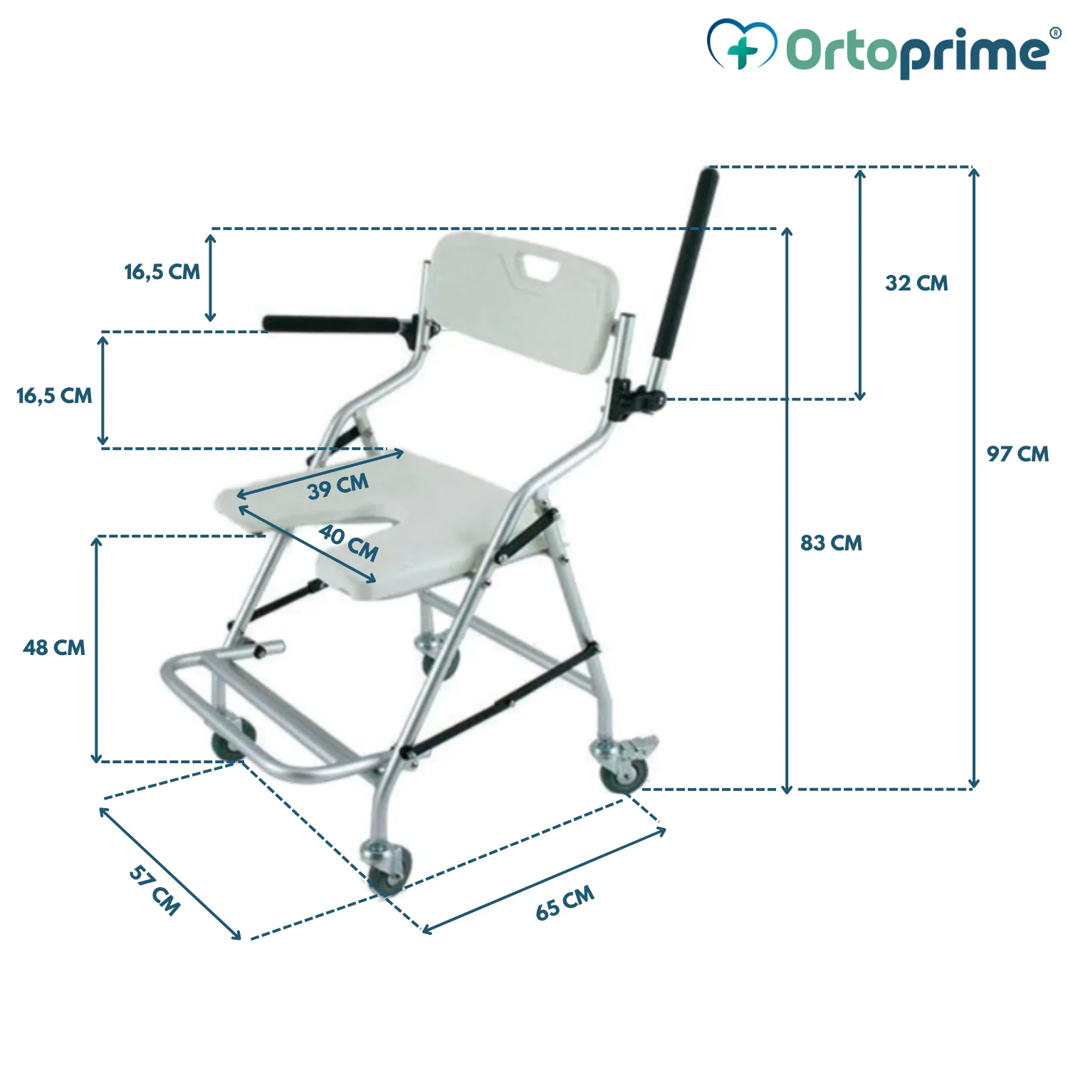 Silla de Ducha y Baño Plegable con Ruedas | Asiento U Higiénico - Image 4