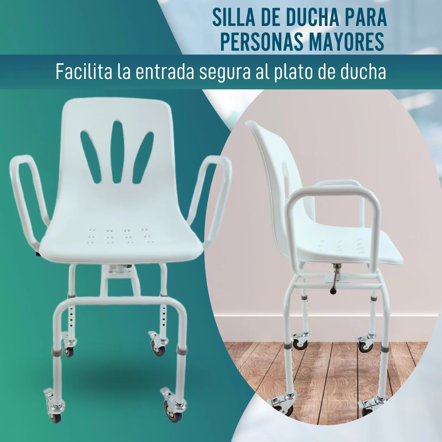 Silla Ducha Giratoria 360º con Ruedas | Silla Baño Adultos - Image 2
