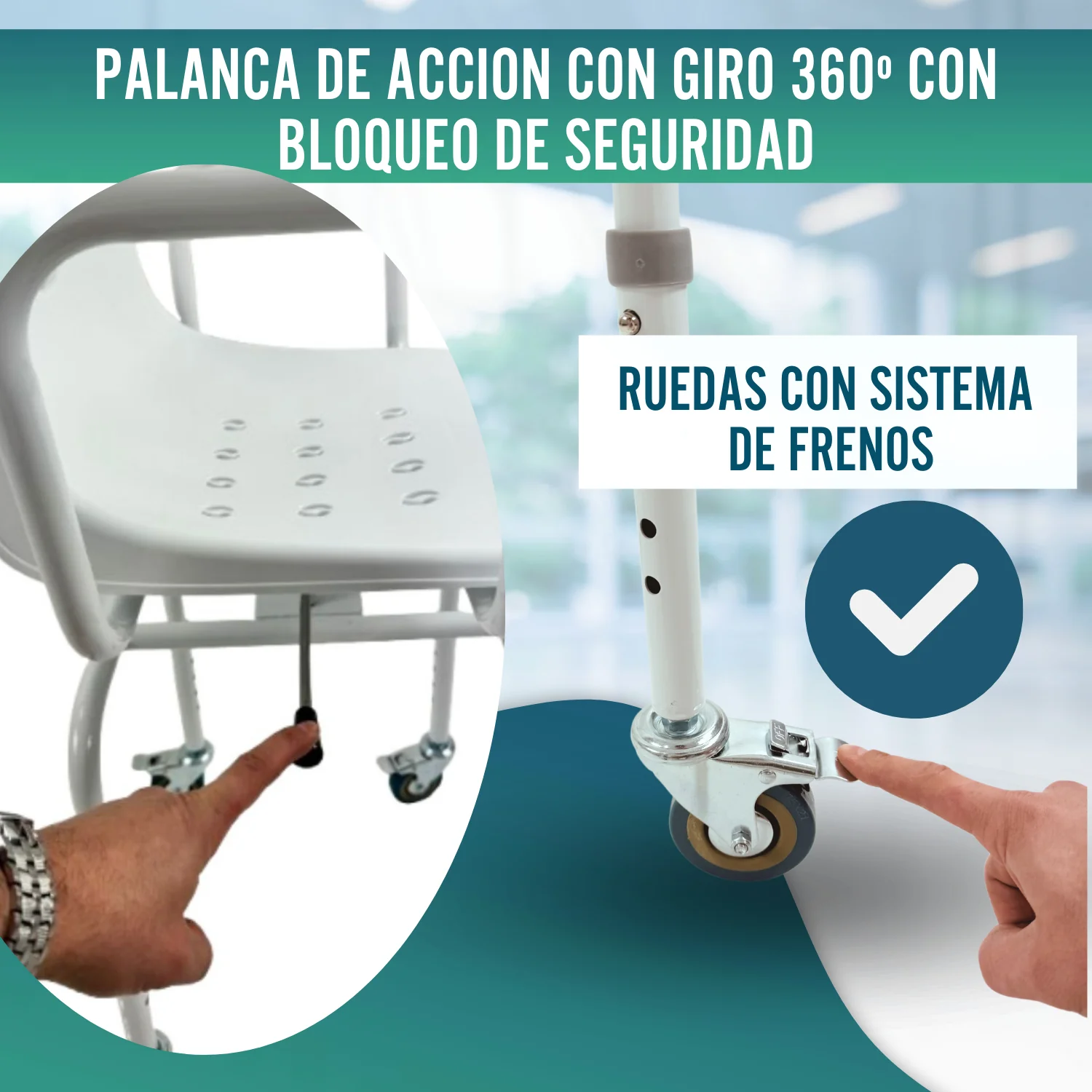 Silla Ducha Giratoria 360º con Ruedas | Silla Baño Adultos - Image 6