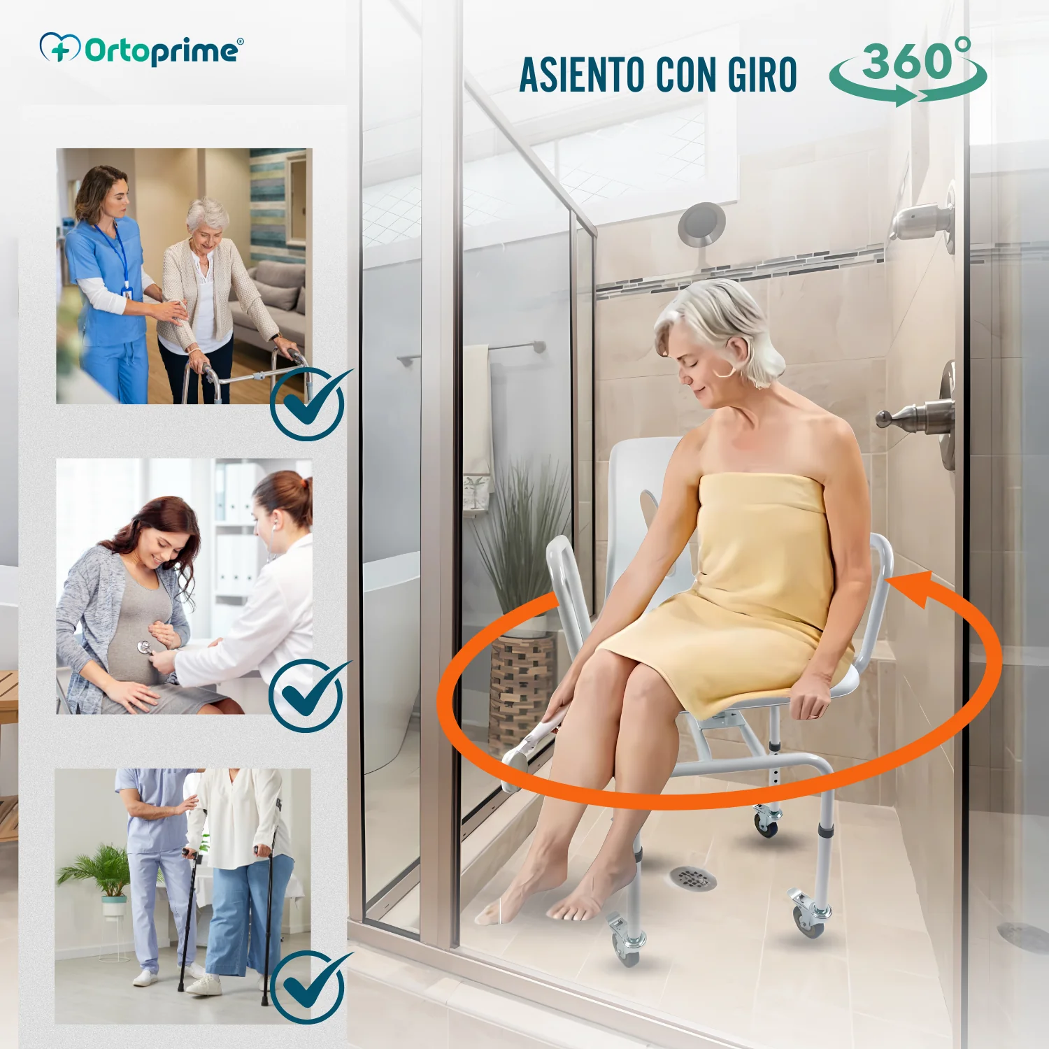 Silla Ducha Giratoria 360º con Ruedas | Silla Baño Adultos - Image 7