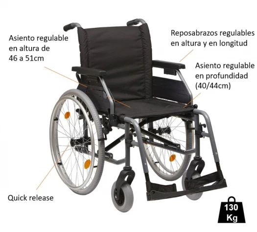 Silla de Ruedas Acero | Reposabrazos Regulables - Image 4