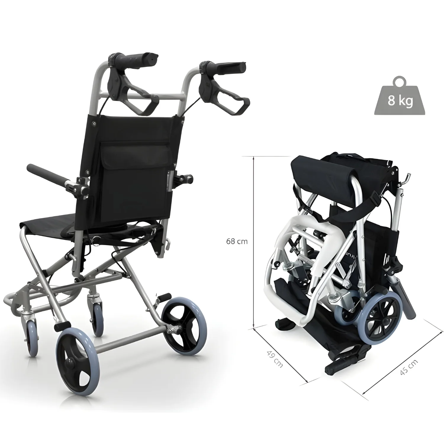 Silla de Ruedas de Aluminio con Frenos Extra plegable | Uso Doméstico - Image 3