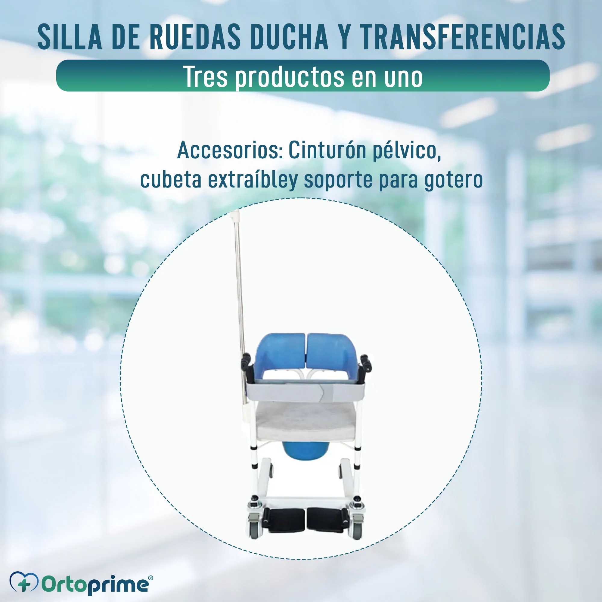 Silla de ruedas Ducha Transferencias y WC con Cubeta Extraíble - Image 6