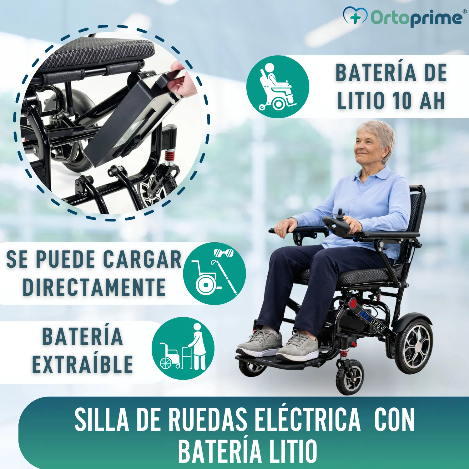 Silla de Ruedas Eléctrica Plegable Súper Ligera | Batería 10 Ah - Image 6
