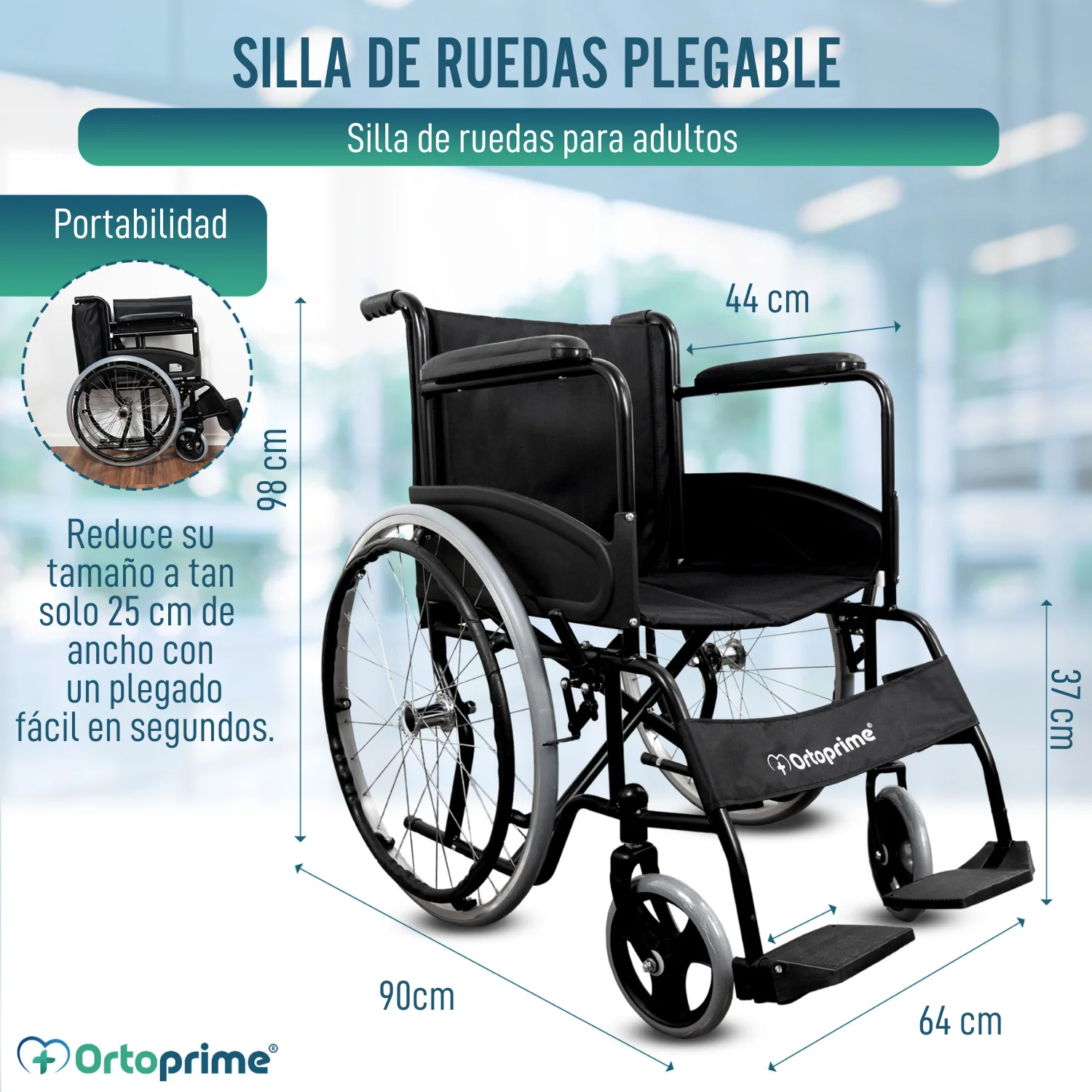 Silla de Ruedas Plegable Autopropulsable Cinturón Seguridad - Image 5