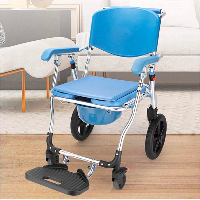Silla de Ruedas Plegable con Inodoro Incorporado y Extraíble - Image 4