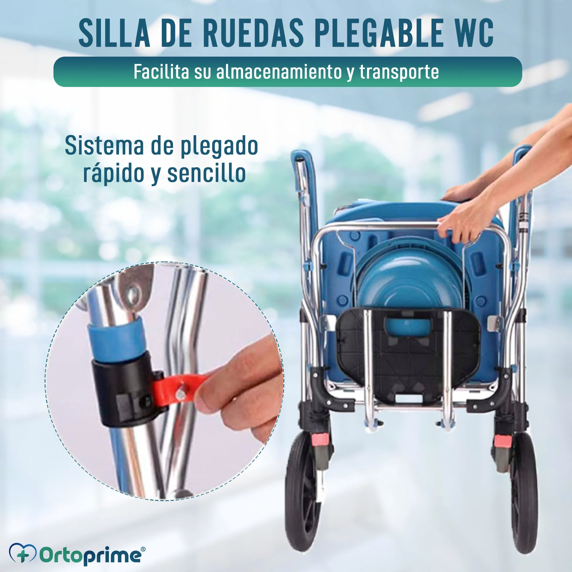 Silla de Ruedas Plegable con Inodoro Incorporado y Extraíble - Image 5