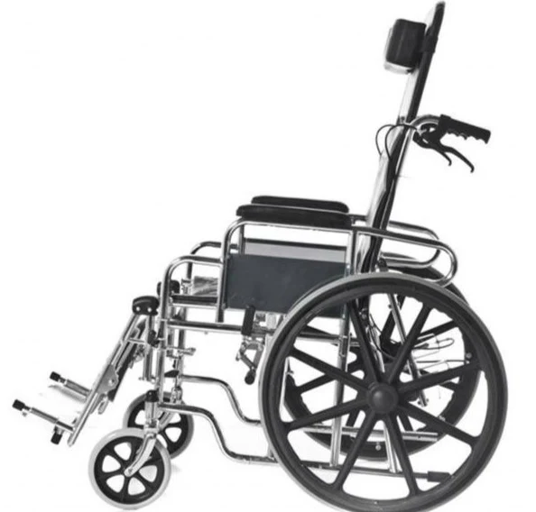 Silla de Ruedas Plegable Acero Cromado con Reposacabezas | ConfortZone - Image 4