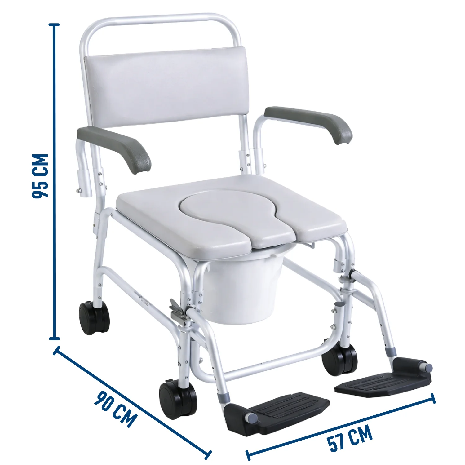 Silla de Ruedas WC para Ducha Baño de Traslado con Deposito - Image 2
