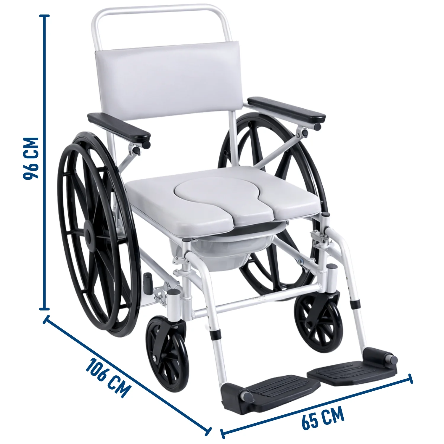 Silla de Ruedas WC para Ducha Baño de Traslado con Deposito - Image 8