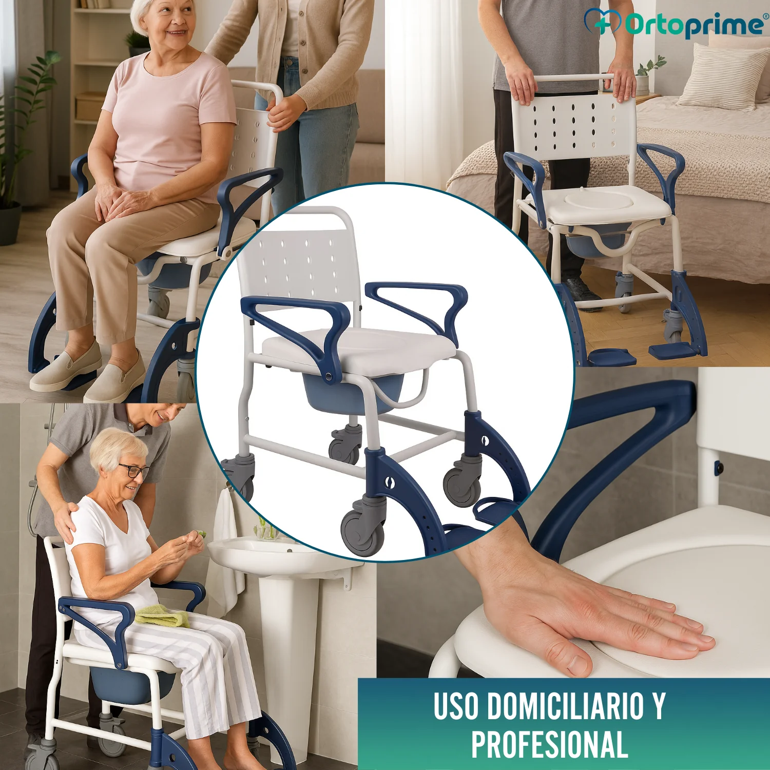 Silla Ducha WC Adultos Brazos y Pies Abatibles | Inodoro Portátil - Image 8