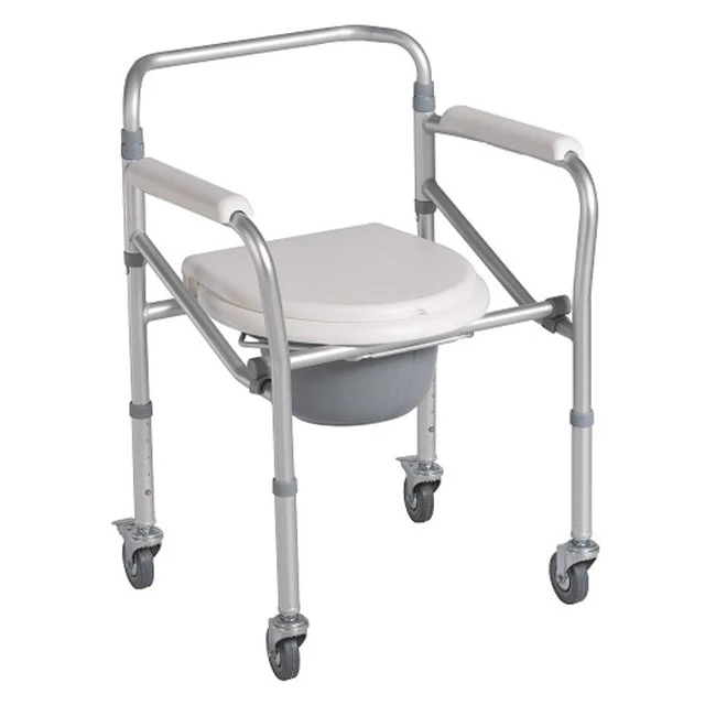 Silla Inodoro Plegable con Ruedas | Regulable