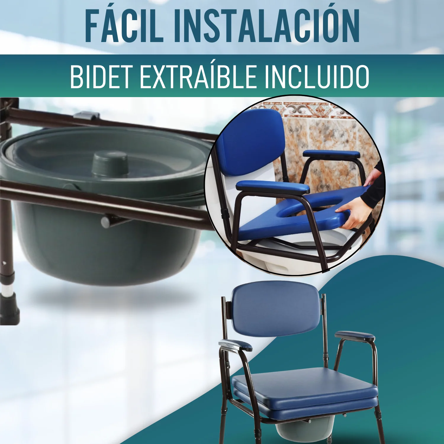 Silla WC Acolchada con Inodoro Portátil - Image 4