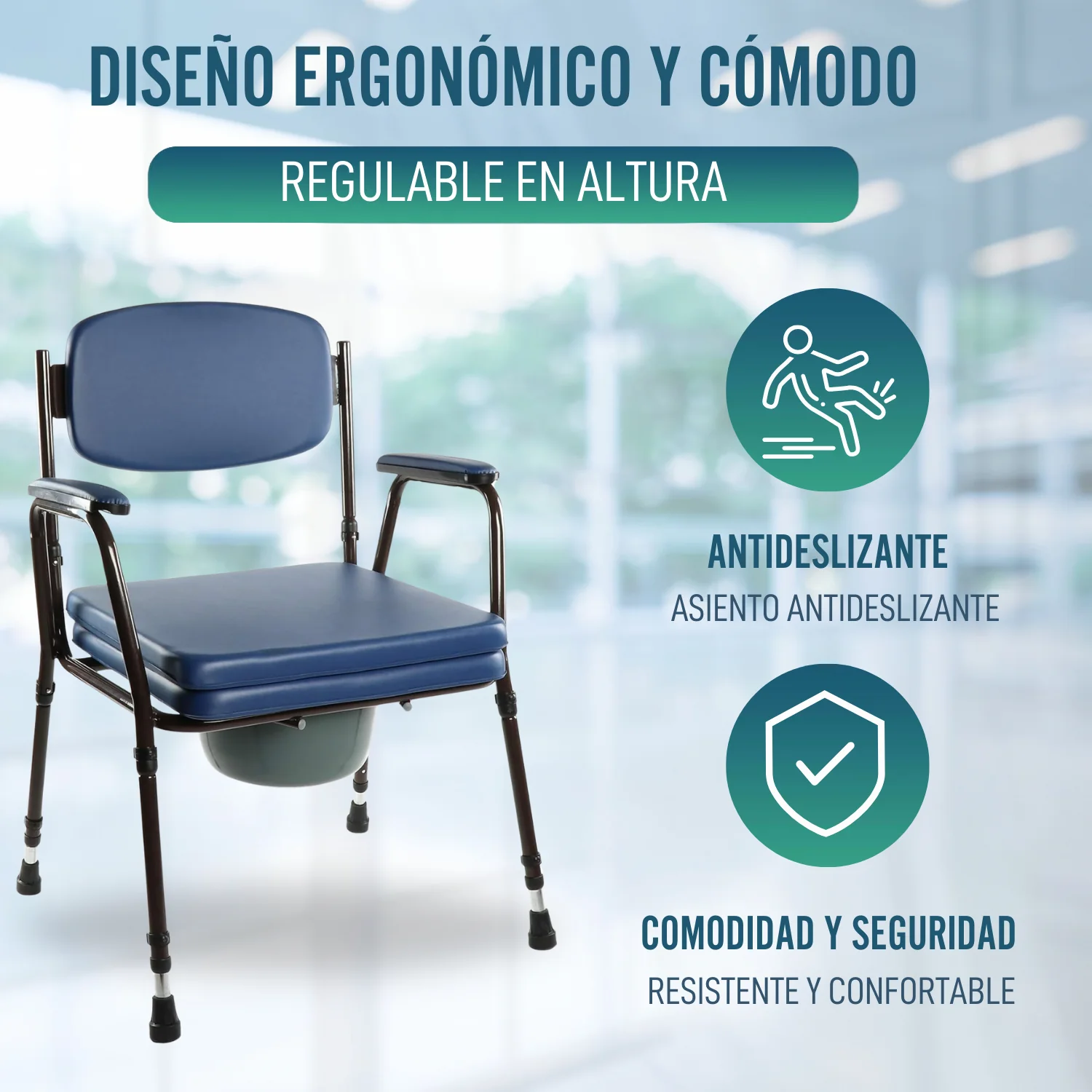Silla WC Acolchada con Inodoro Portátil - Image 7