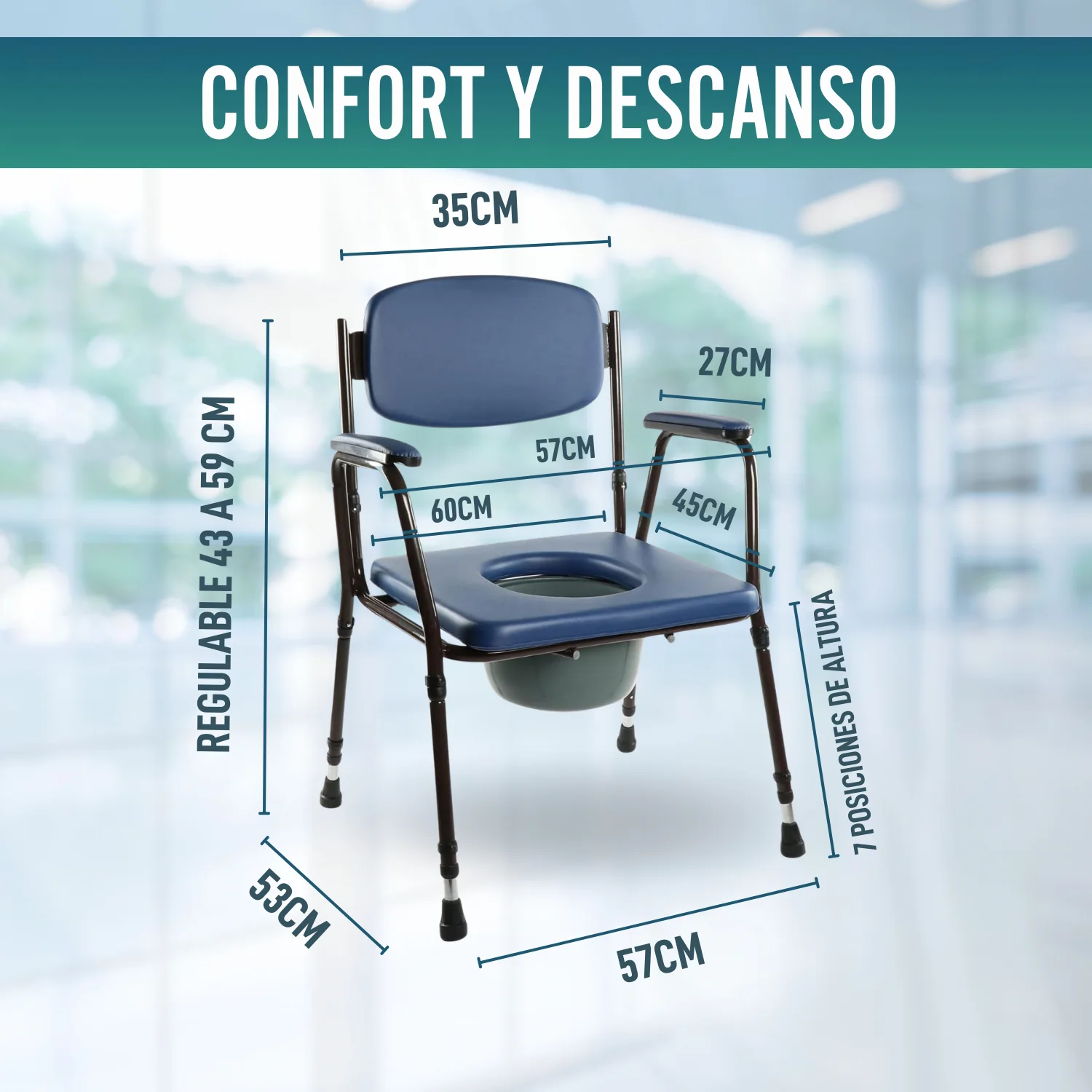 Silla WC Acolchada con Inodoro Portátil - Image 9