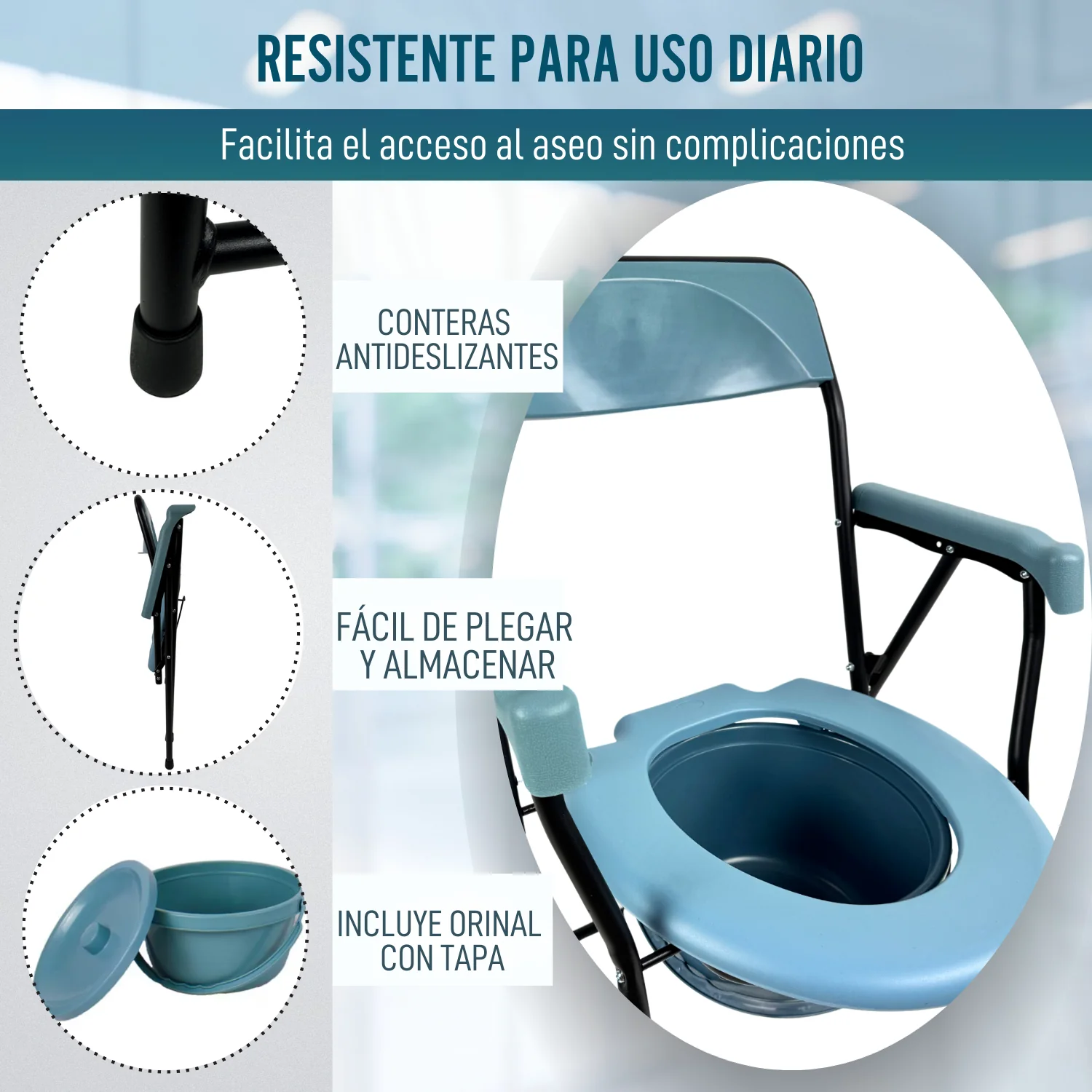 Silla WC Plegable Personas Mayores | Inodoro Portátil Adultos - Image 2