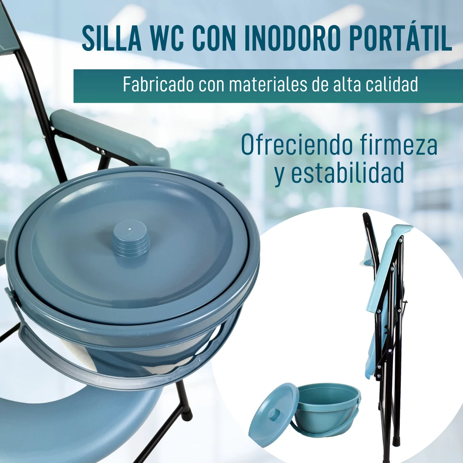 Silla WC Plegable Personas Mayores | Inodoro Portátil Adultos - Image 4