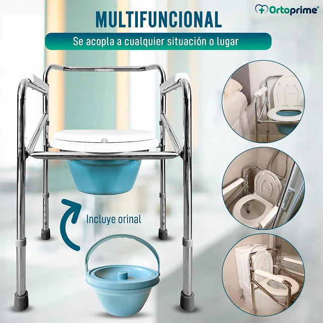 Silla WC Portátil con Orinal Plegable | Regulable en Altura - Image 2