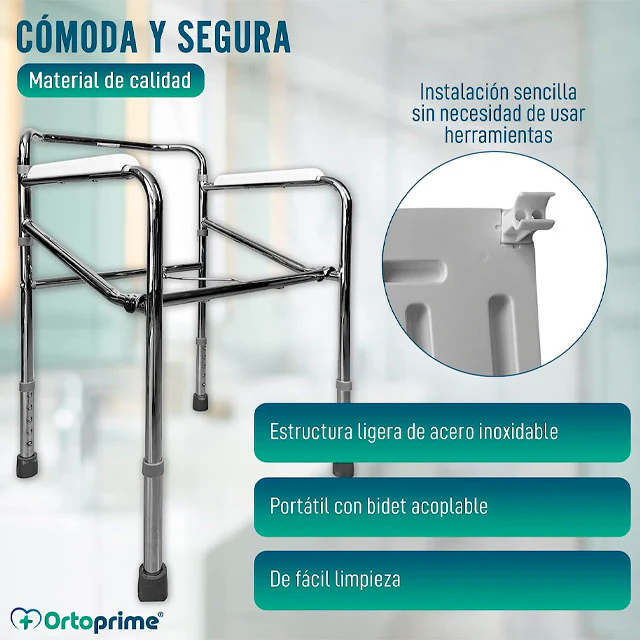 Silla WC Portátil con Orinal Plegable | Regulable en Altura - Image 3