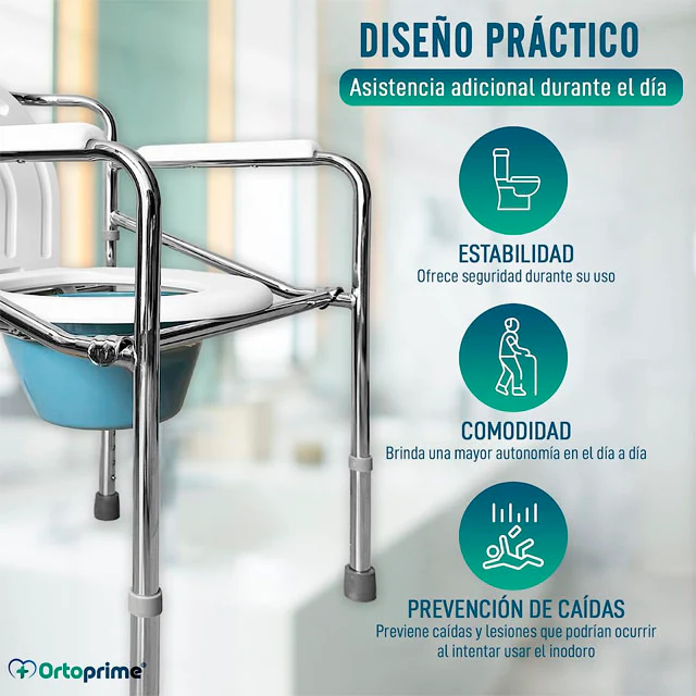 Silla WC Portátil con Orinal Plegable | Regulable en Altura - Image 4