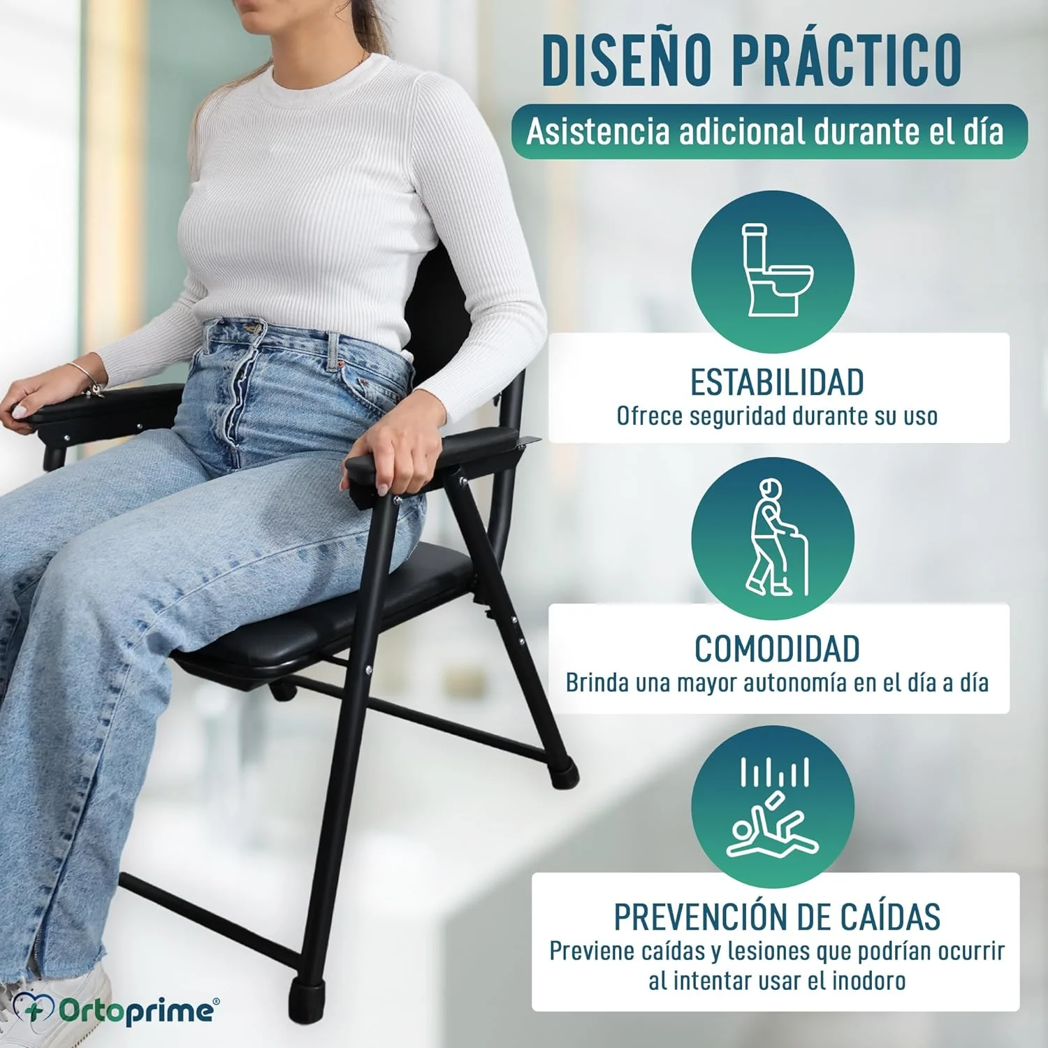 Silla WC Personas Mayores Plegable | Silla Inodoro Portátil - Image 2