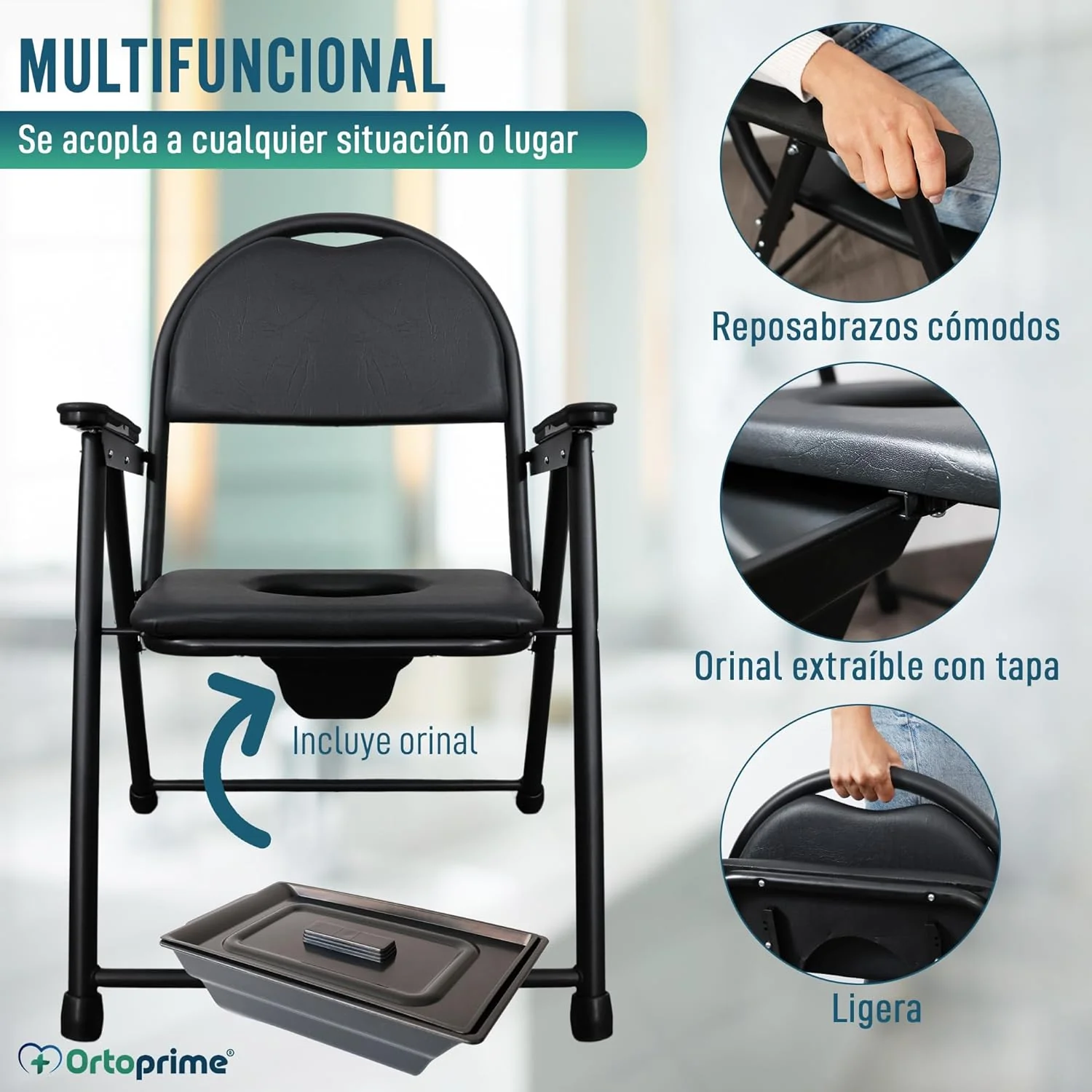Silla WC Personas Mayores Plegable | Silla Inodoro Portátil - Image 3