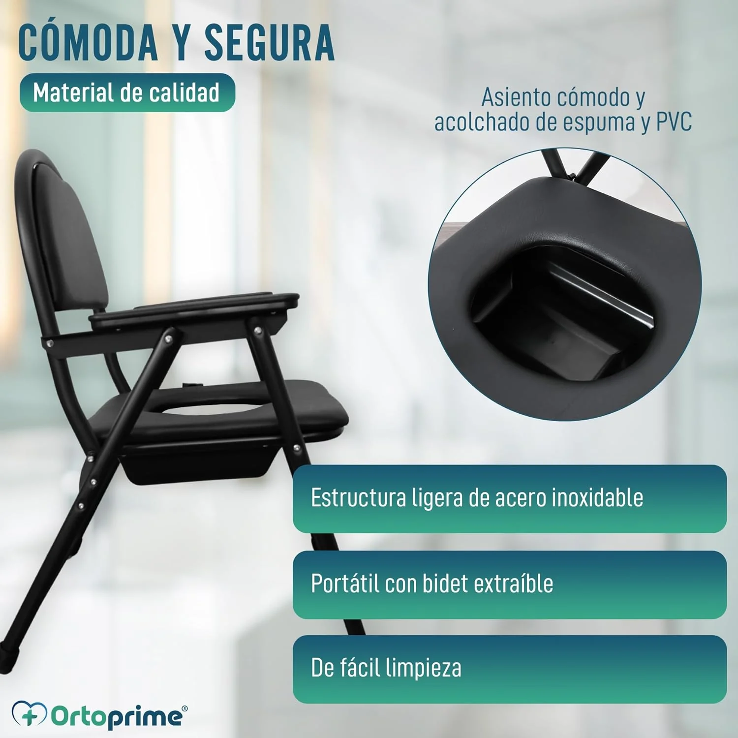 Silla WC Personas Mayores Plegable | Silla Inodoro Portátil - Image 5