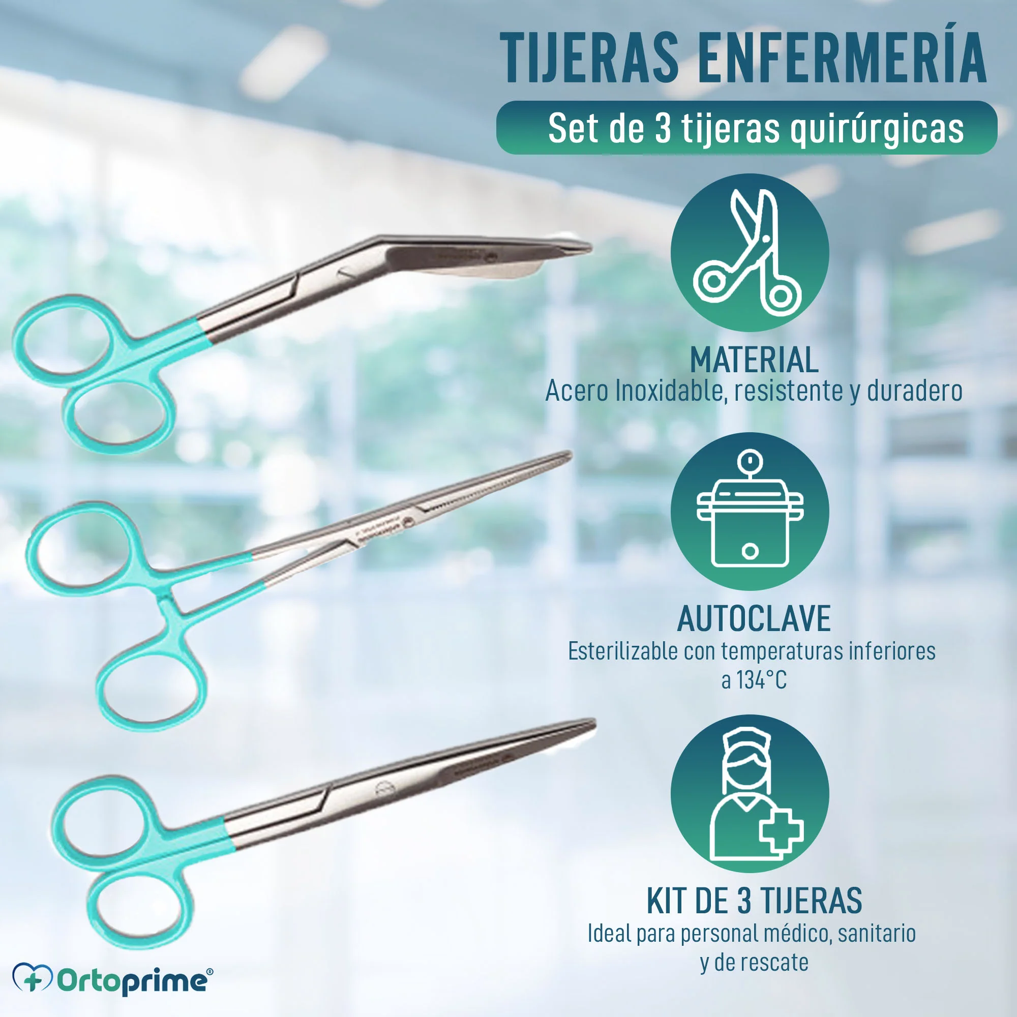Tijeras Enfermería Pack 3 Tijeras de Acero | Varios Colores - Image 5