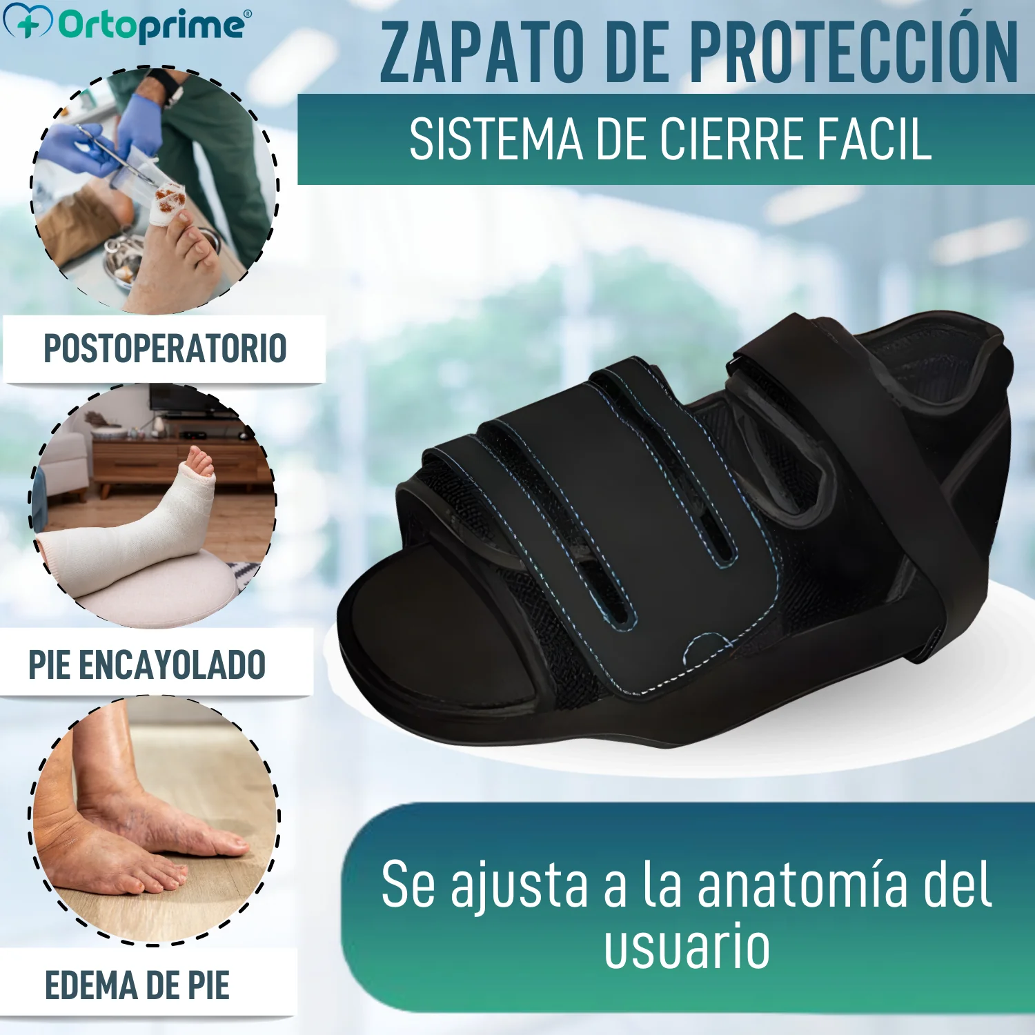 Zapato Recuperación Post-Operatorio Talo Abierto | Cierre Velcro - Image 3